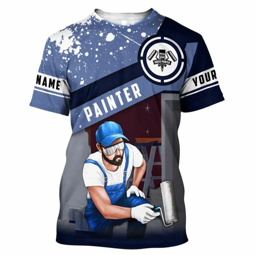 

Custom Name Painter's T-Shirts 3D Print Creative Personality Short Sleeve Clothes Fashion Casual Profession Uniform Tops For Men