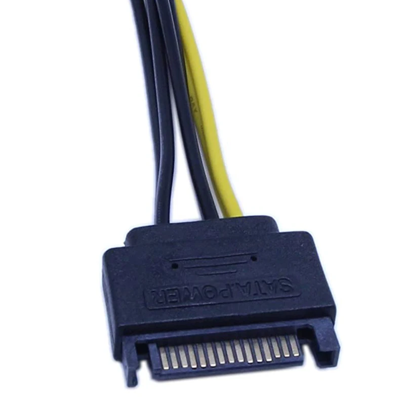 10 Uds nuevo Cable de alimentación PCI-E SATA macho de 15 pines a 8 pines (6 + 2) Cable SATA de 20cm Cable SATA de 15 pines a 8 pines Cable 18AWG