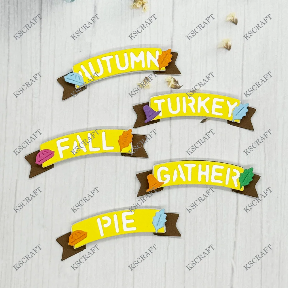 KSCRAFT Fall Banners Cutting Dies Stencils for DIY Scrapbooking Decorative Embossing DIY Paper Cards