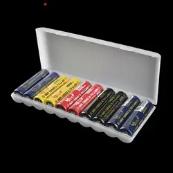 10 Slot For AA Battery Organizer Accessories Transparent White Plastic Battery Storage Box Hard Container Holder Case