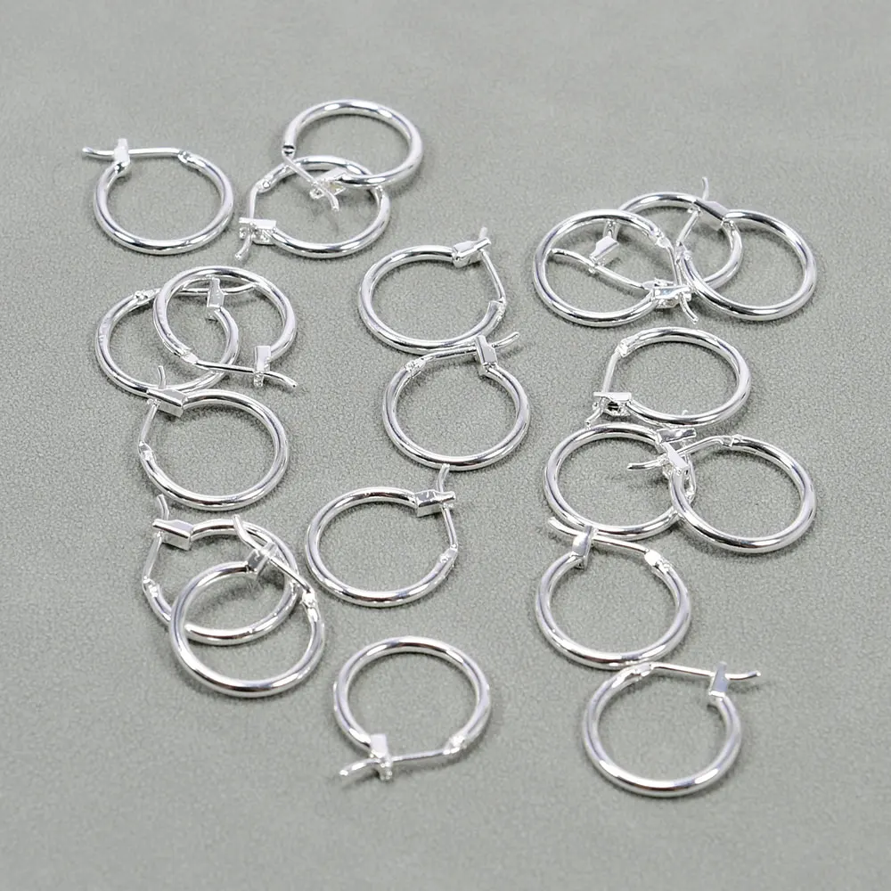 APDGG 20 Pcs 16mm 925 Silver Plated Copper Circle Earrings Hook For Pearl Earring Making DIY Craft Accessories