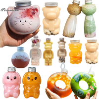 500ML Kawaii Bear Water Bottle For Milk Tea Coffee Juice Portable Drinking Cup Home Transparent Juicing Beverage Drink Bottles