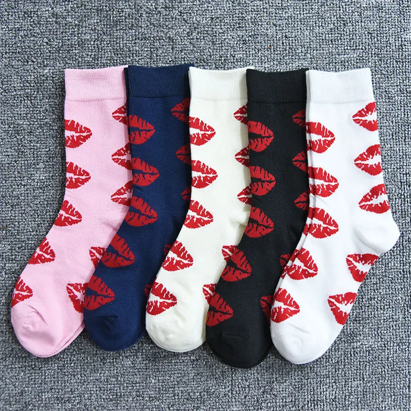 4 pairs of dual-random color unisex mid-calf socks: comfortable, soft, and featuring unique patterns for autumn and winter.