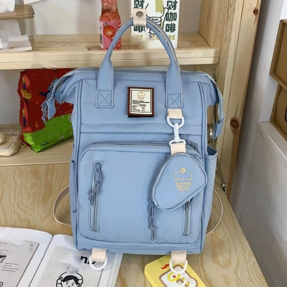 Daypack Portable Laptop Backpack Large Capacity Nylon College School Bag Waterproof Korean Style Ins Shoulder Bag Women
