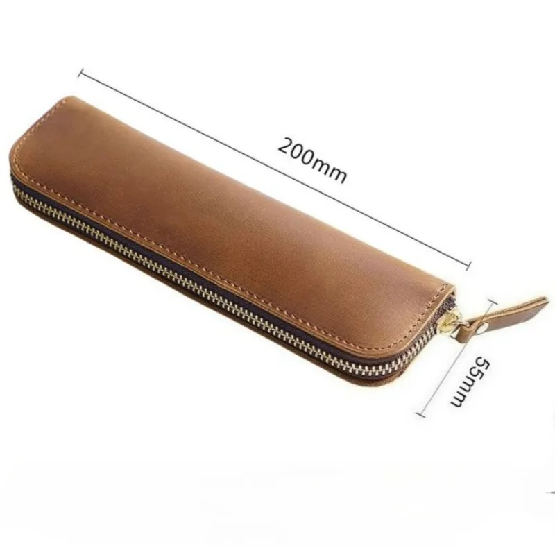 Astuccio in pelle con cerniera Astuccio per penne retrò per ragazzi Ragazze Studenti Astuccio per matite da uomo in pelle di vacchetta con 4 slot per penne Organizzare la cancelleria