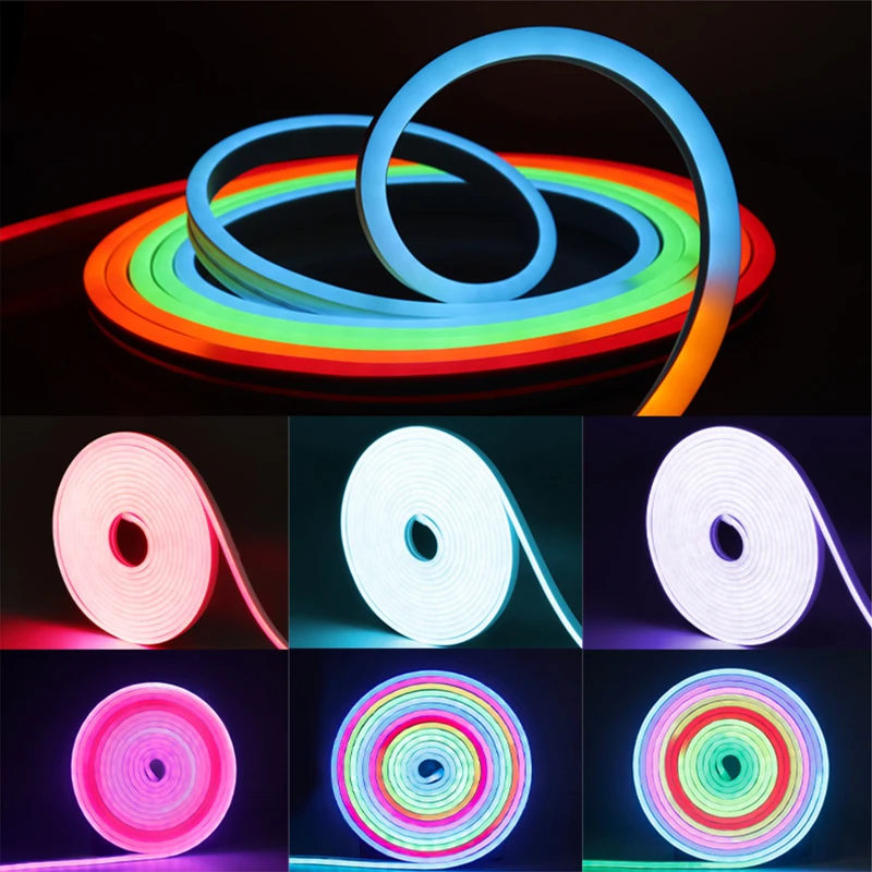 Fullcolor Neon LED Strip Lights DC12V 72LEDs/M Silicone Neon Rope Light DIY Waterproof with Remote Controller for Garden Party