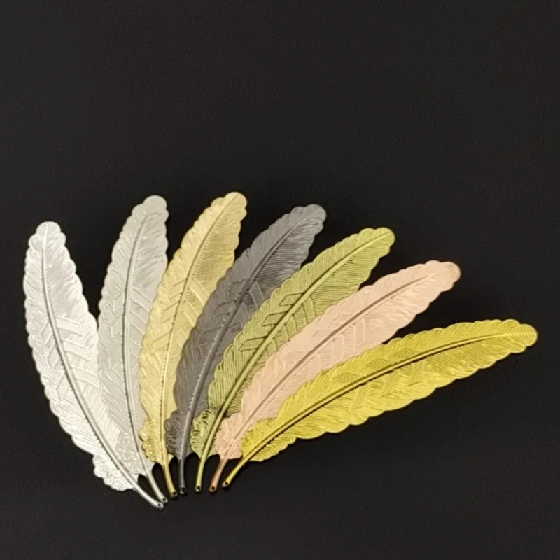 4PCS/SET Bookmark Metal Retro Feather Bookmark Multicolor Hollow Engraved Metal Bookmarks Literary Reading Page Marker Gifts