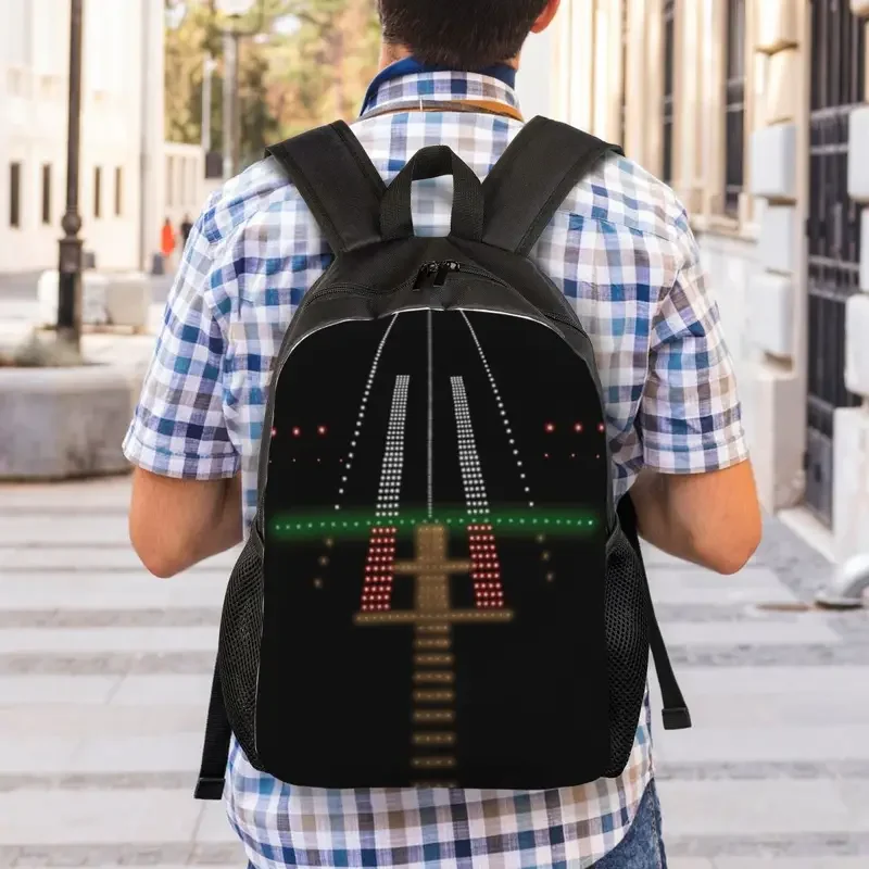 Mochilas personalizadas para hombre y mujer, morral informal con luces de pista de aeropuerto, para la Escuela Universitaria, con controlador de tráfico aéreo