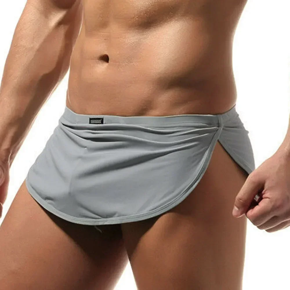 

Sexy Mens Boxer Skirt Sleepwear Shorts Male Soft Lounge Pajama Comfy Panties U Convex Pouch Underwear Elastic Underpants