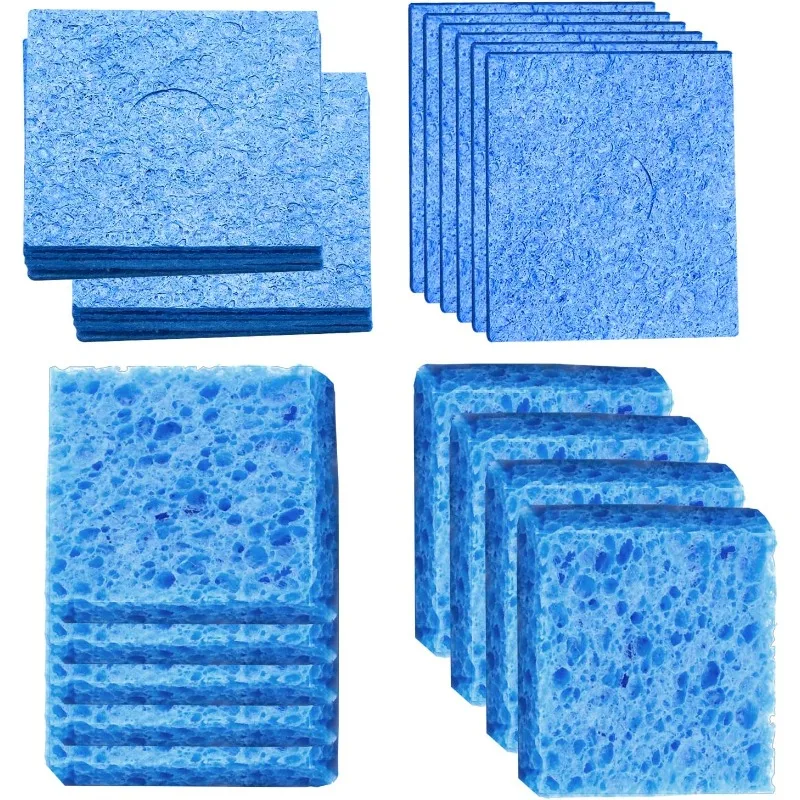30PCS 60mmx60mm Blue Soldering Tip Cleaning Sponges, Soft & Absorbent, Durable for Soldering Stations & Electronic DIY