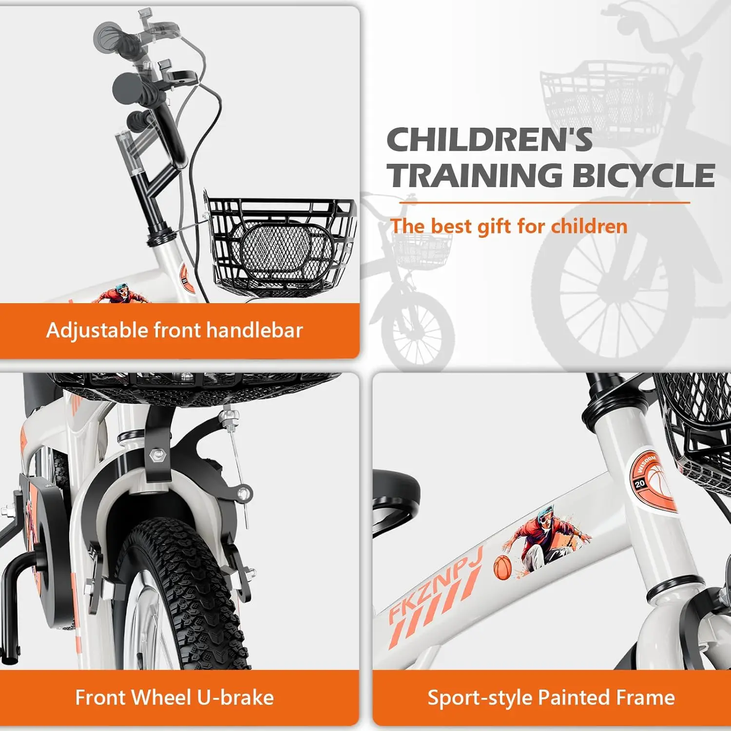 دراجة أطفال مقاس 16/18 بوصة مع عجلات تدريب للأولاد والبنات، دراجة قابلة للتعديل للأعمار من 4 إلى 8 سنوات، فرامل يدوية وكوستر، سلة، دبوس