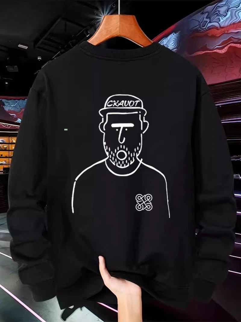 

Portrait of An Uncle 2025 Autumn and Winter Round-neck Hoodie High-end Luxury Is for Both Men and Women Top Y2k