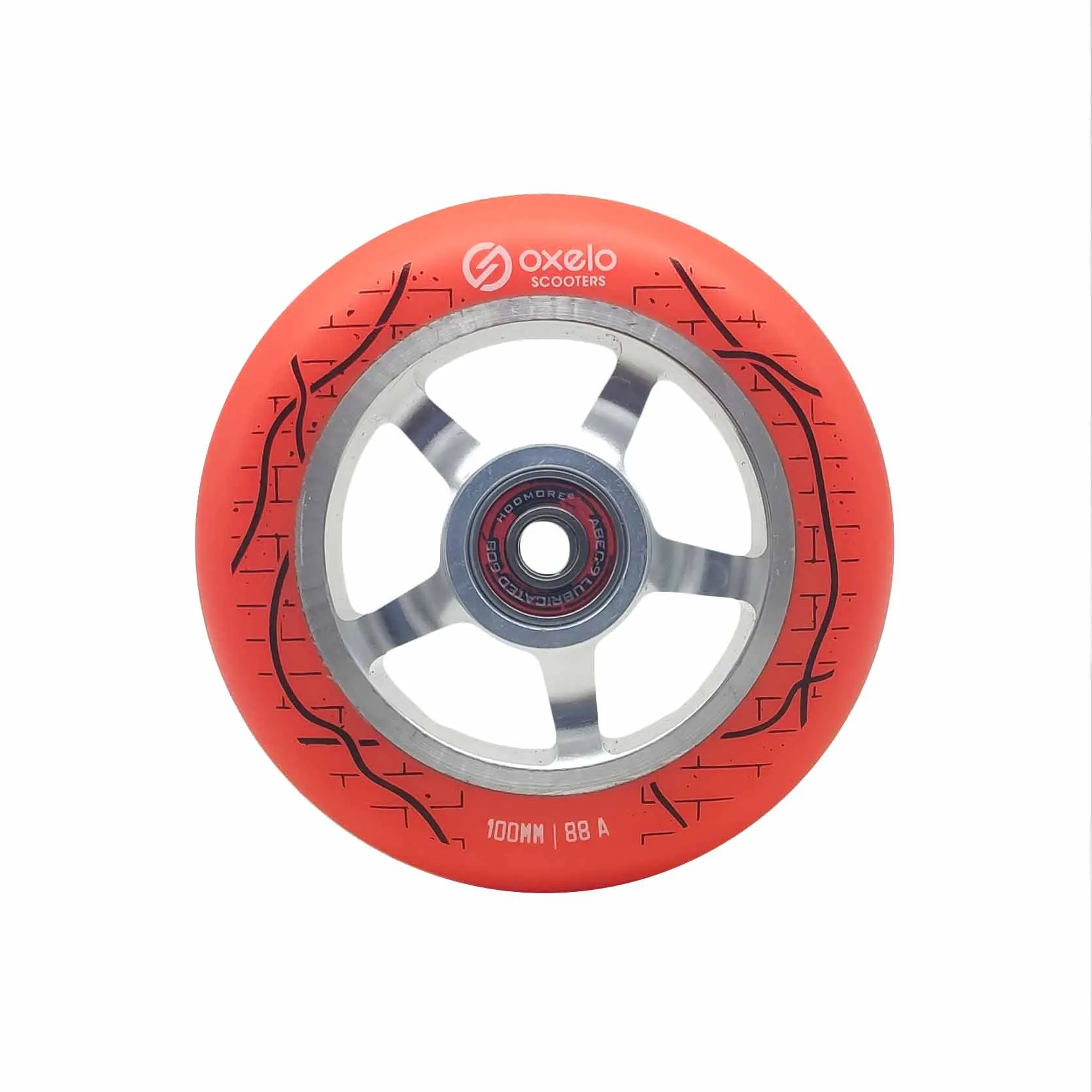 Scooter Wheels with Iron Hub, Stable and Precise design, 110mm 100mm handcart tyre Aluminium Alloy CNC 88A PU