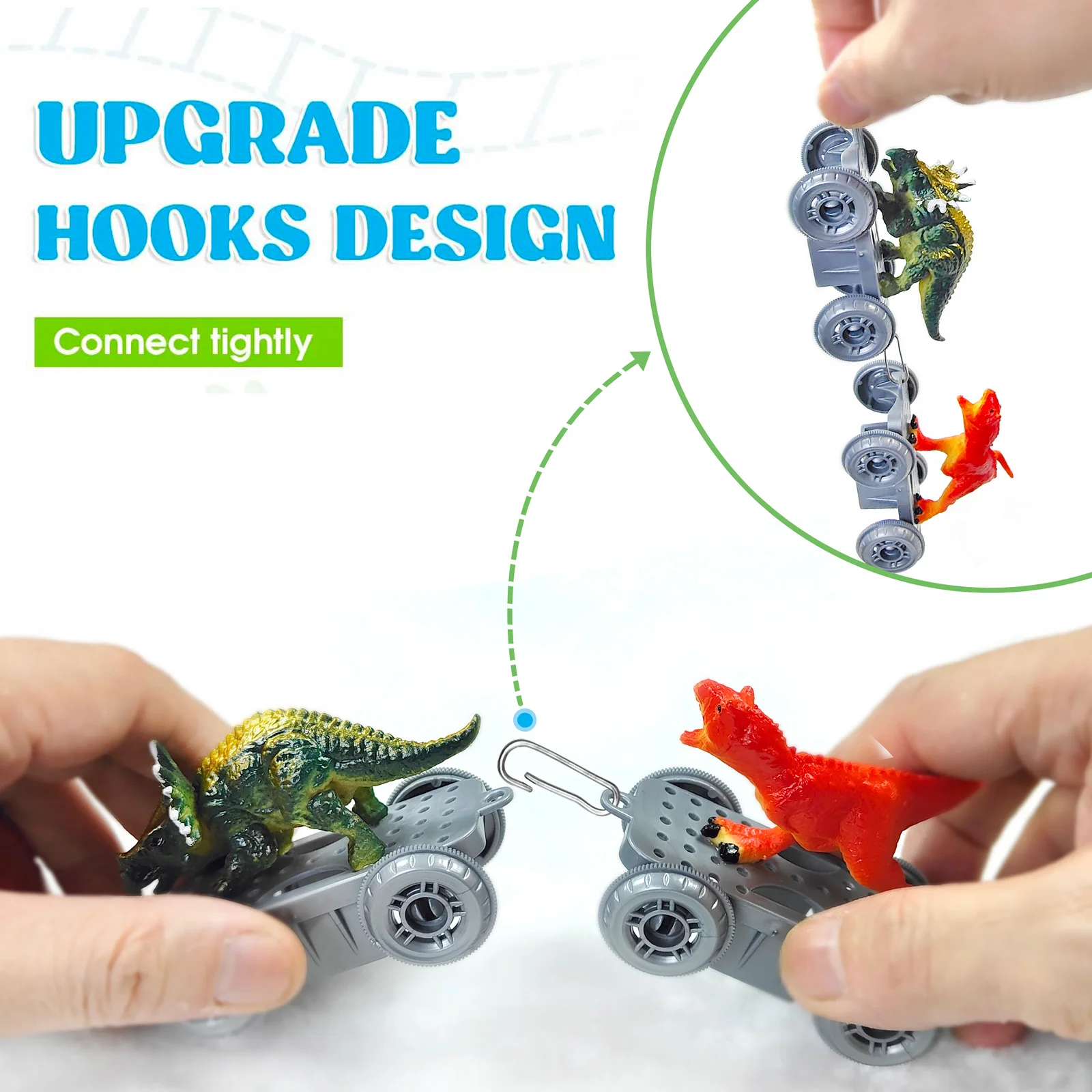 Dinosaur Turntable Track Toys World Road Race Car Set Flexible Track Train with light&music for 3+Year Up Old boy Girls Gift