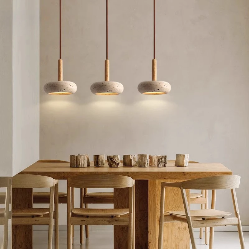 

Japanese LED modern designer wabi-Sabai bedroom bedside lighting bar yellow cave stone chandelier bedside hanging wire lamp