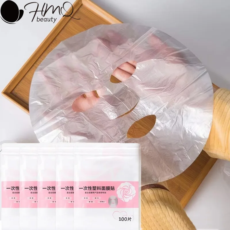 500/100pcs Disposable Face Plastic Film Full Face Cleaner Facial Mask Stickers Transparent Face Masks Wrap Beauty Salon Supplies