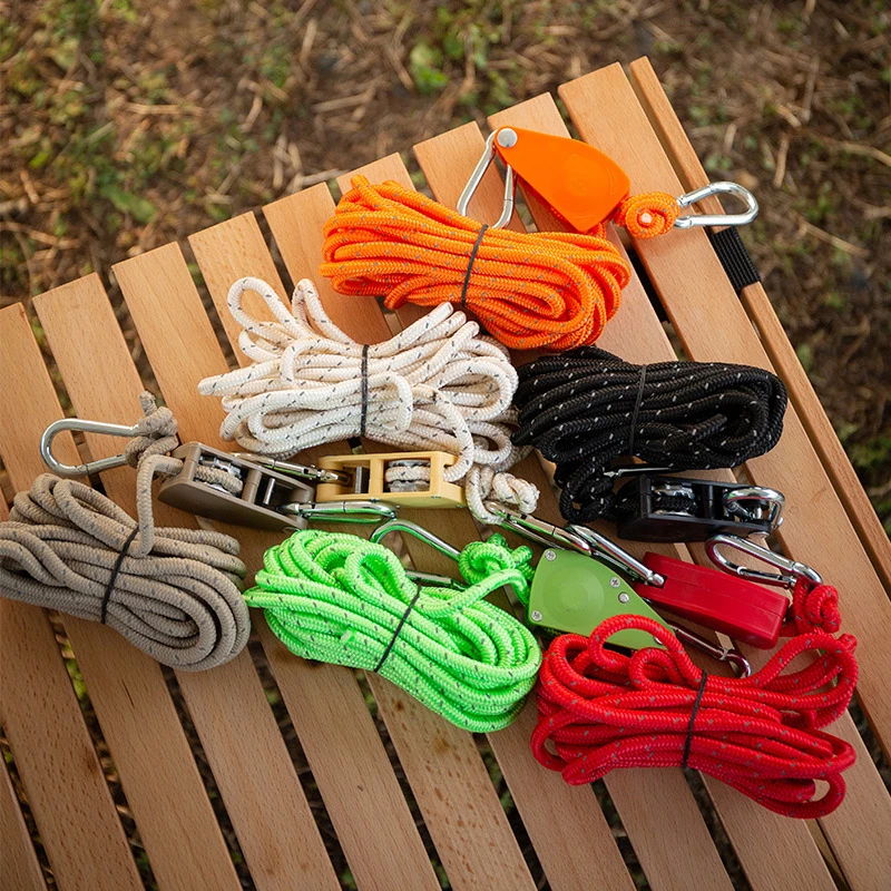 Adjustable Pulley Hook Camping Tent Tie Down Rope Tightener Ratchet Hangers Awning Rope Hook Canopy Buckle