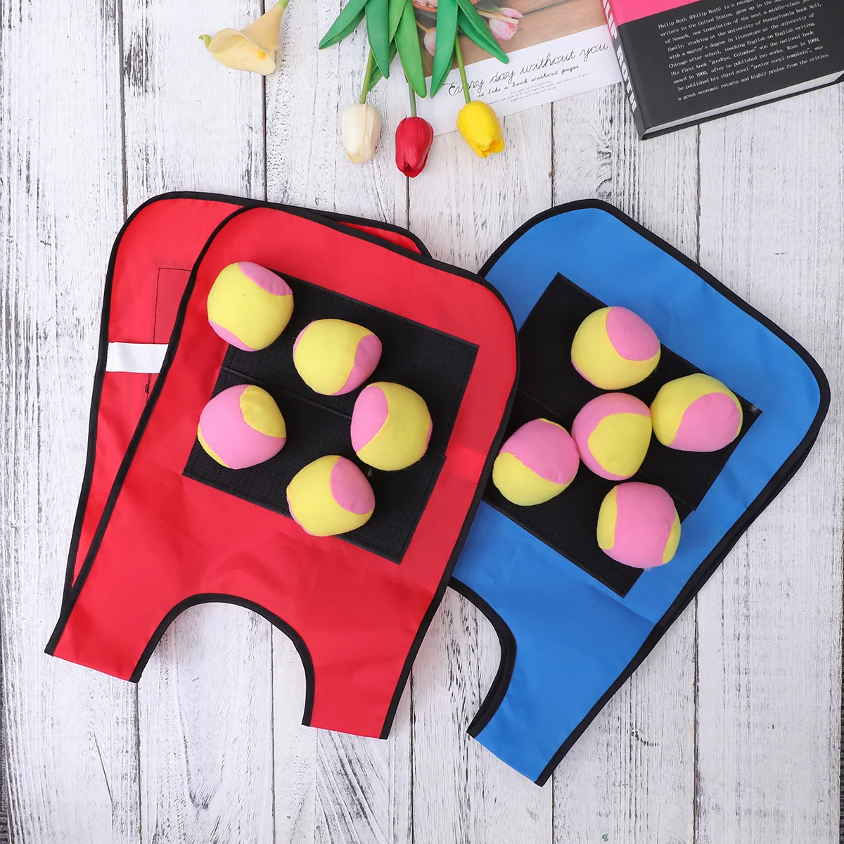 12pcs Sticky Vest Premium Cloth Sponge Kids Toddler Outdoor Play Game Props Sticks Well Self Stick Front