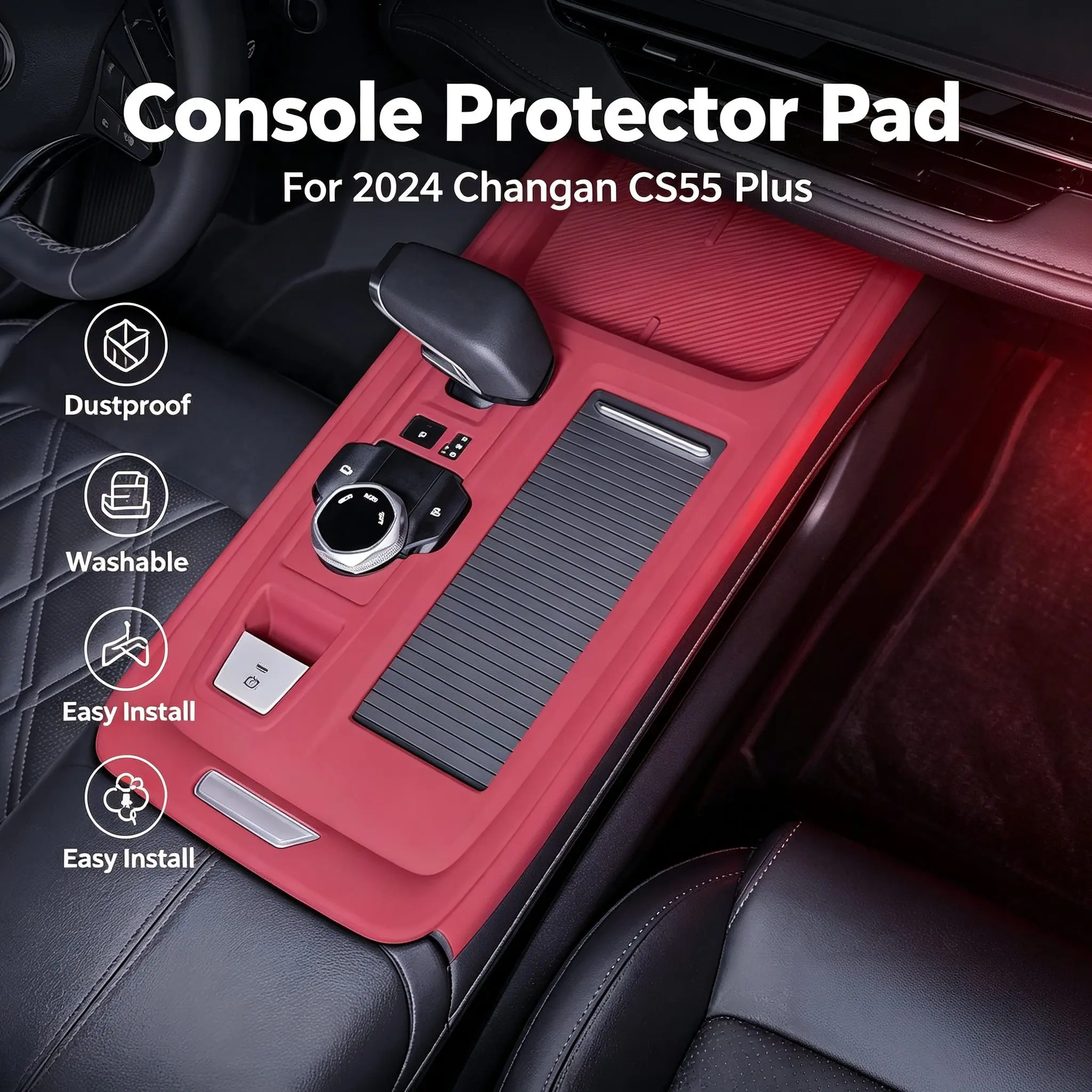 Silicone Center Console Cup Holder Protective Mat For Changan CS55‑Plus 2024 Anti‑Slip Car Interior Accessories