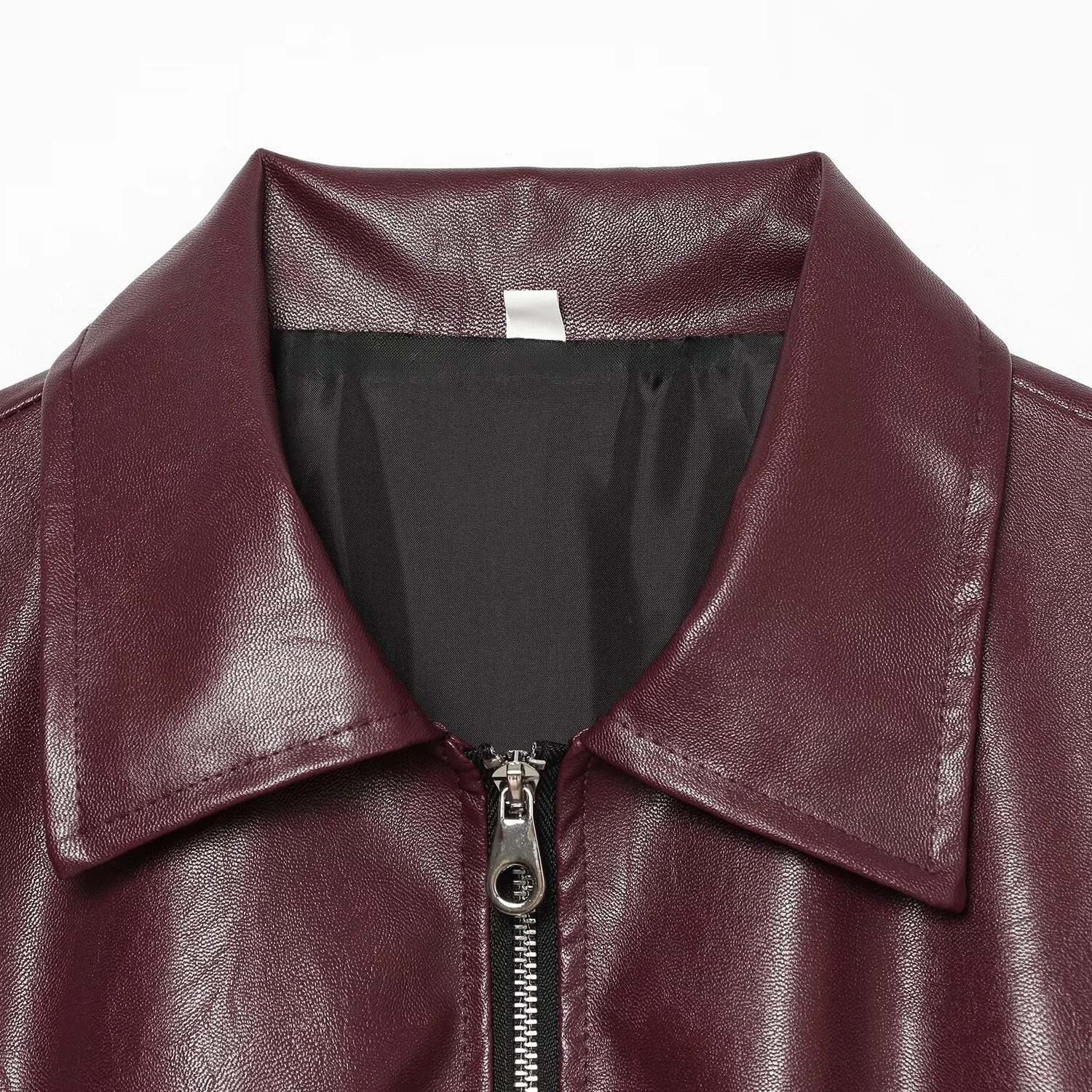KASLEAD New Women's Fashion Slim Fit Long Sleeve Leather Look Flight Jacket Stylish Versatile Outerwear for Autumn Season