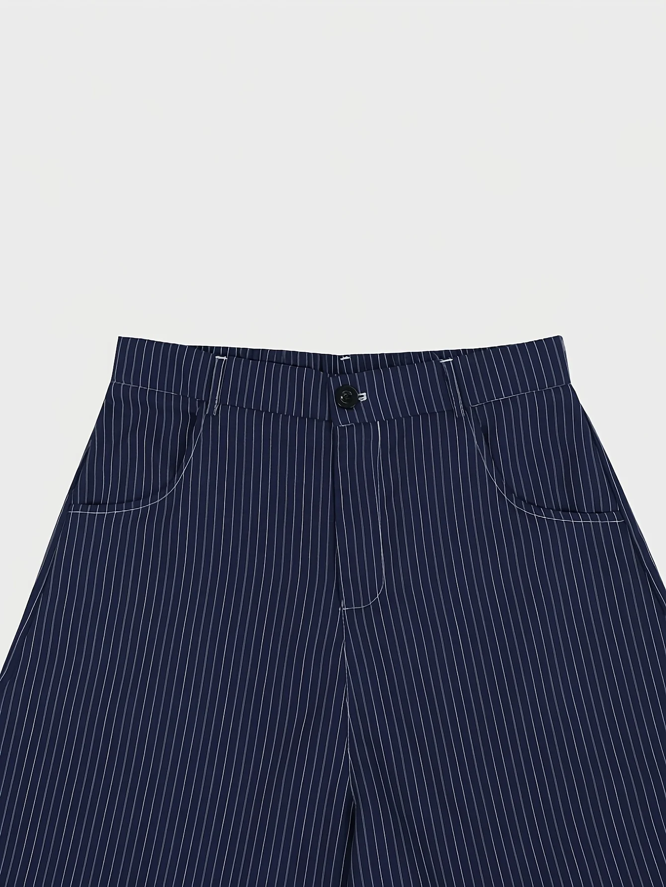 Herren Fitness Casual Gestreifte Weite Hose Streetwear Vertikale Streifen Locker Sitzende Business-Hose mit Knopfverschluss S-2XL – Detail 6
