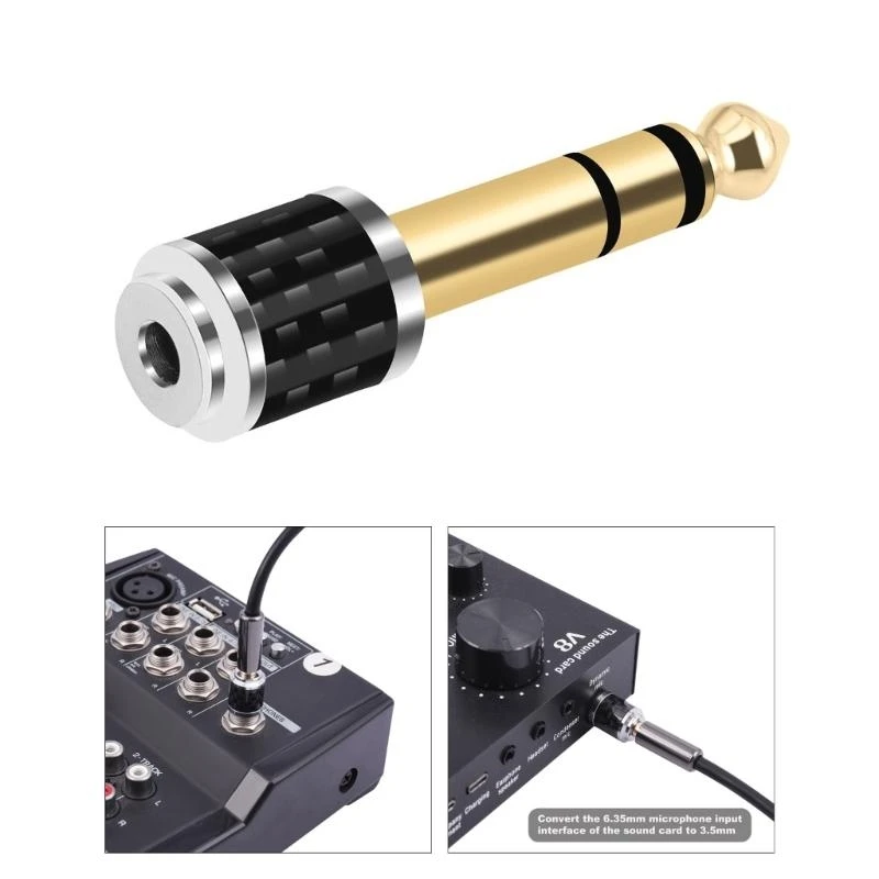  Auditory Connector 3.5mm Female to 6.35mm Male Conversion Adapter for Home Theaters
