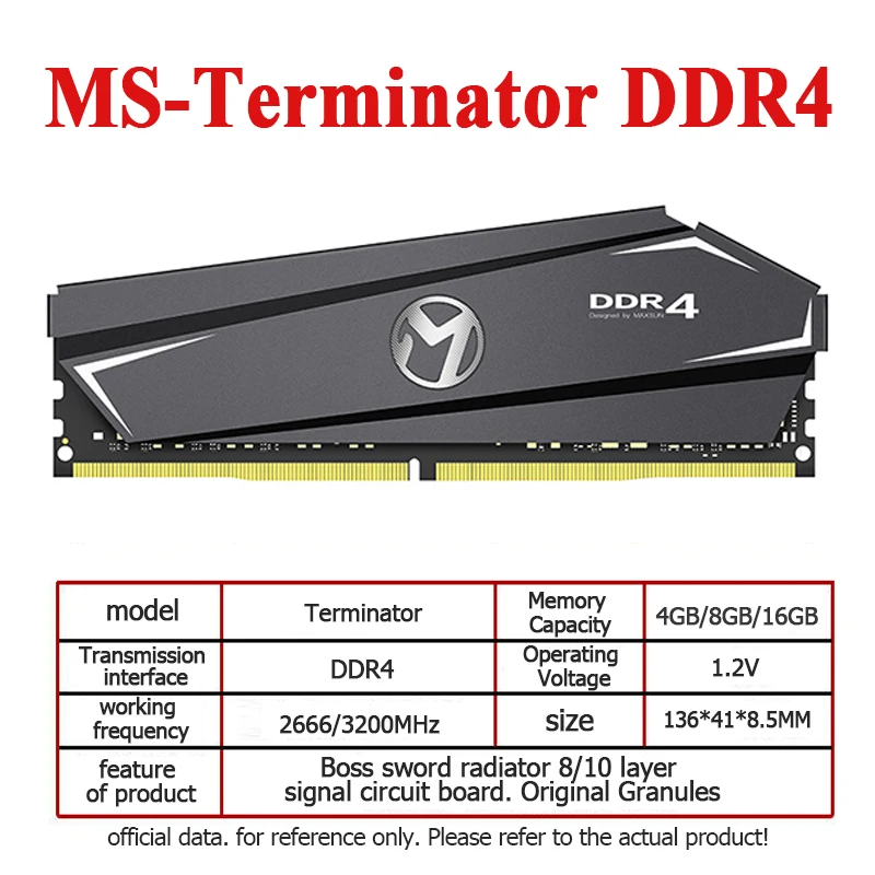 Mingxuan Terminator DDR4 4G 8G 16G 2666 3200 Desktop Computer Vest Memory Stick Suitable For PC Support 1.2V Voltage