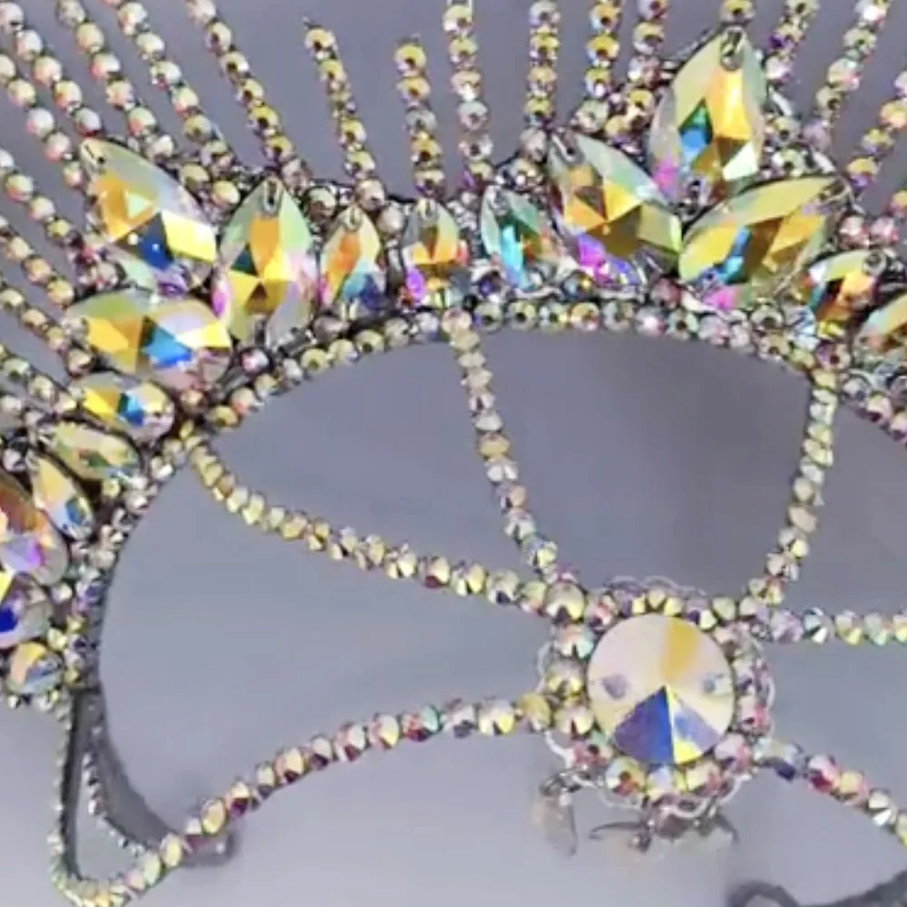 قبعة كريستال مبالغ فيها من CUIER لعرض الأزياء للفتيات على شكل رأس المسرح لتزيين الشعر والمجوهرات للنساء وإكسسوارات ملكة السحب