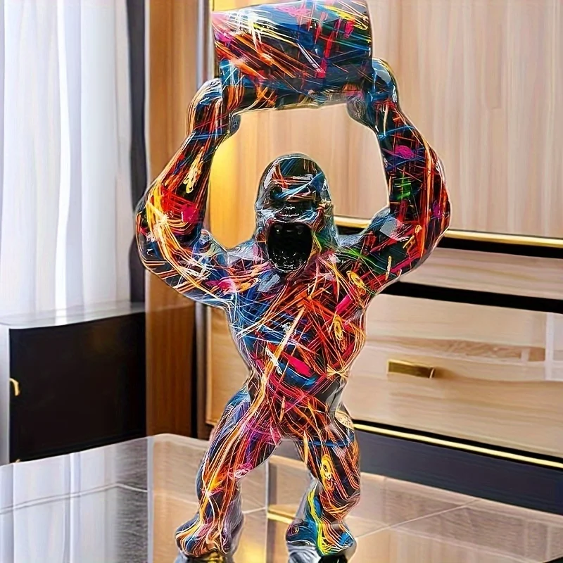 

1 шт. Креативная скульптура обезьяны орангутанга в скандинавском стиле, декоративная статуэтка из смолы, украшение для дома и комнаты, декор для тематических вечеринок