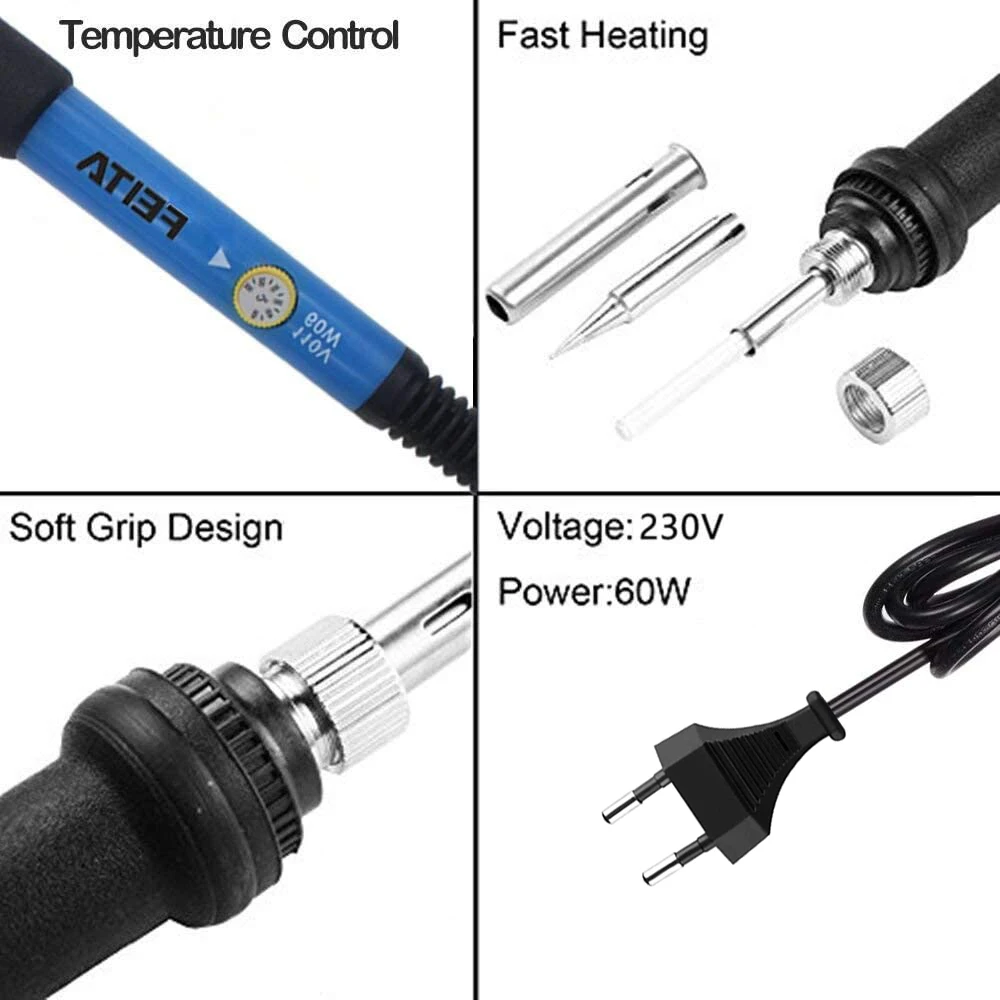 8IN1 Soldering Iron Kit for Electronics 60W Adjustable Temperature Welding Repair Tools, Solder Tin Wire, Soldering Tips & Stand