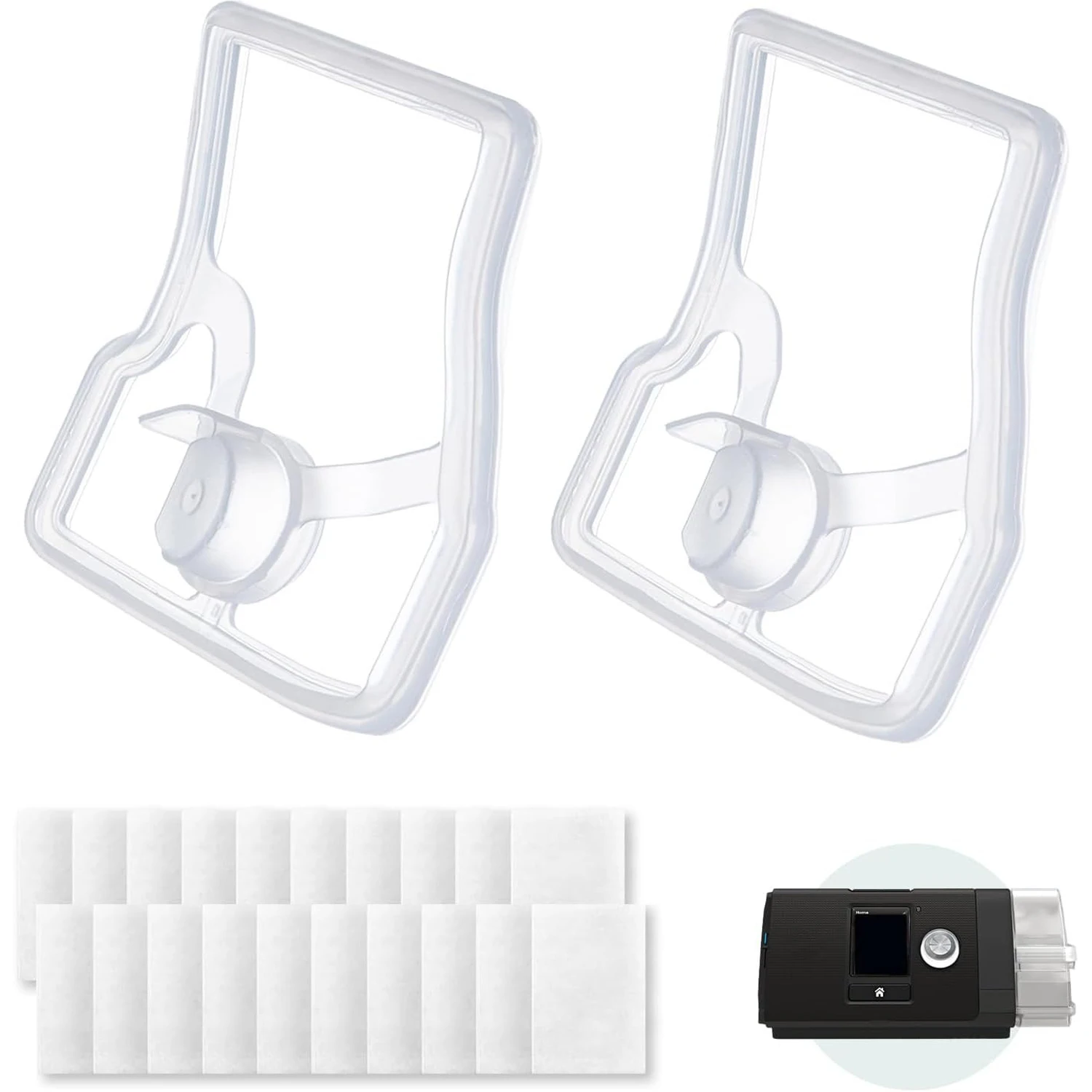 Silicone Replacement Gaskets with 10PCS Filters for AirSense 10 Water Chamber, Fit AirCurve10 Humidifier Water Tub, Leak Proof