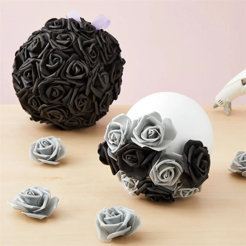 Artificial Foam Roses Heads for Wedding Decorations, Stemless Flowers, Fake Flowers,Bulk, Floral arrangements, 100 Pcs, 50Pcs