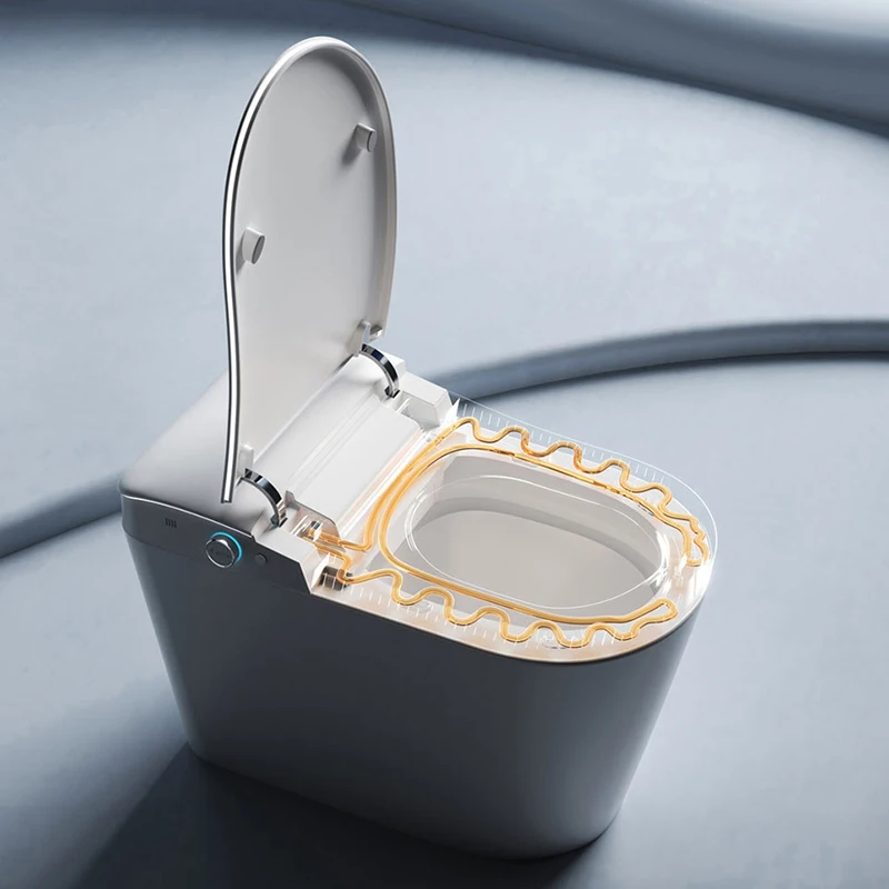 Premium Ceramic Smart Toilet Automatic Induction Bidet Heated Seat Water Pressure Adjustment Remote Control Night Light