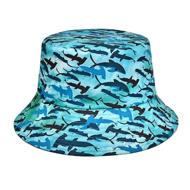 Spring Polyester Cartoon Print Bucket Hat Fisherman Hat Outdoor Travel Hat Sun Cap Hats for Men and Women 235