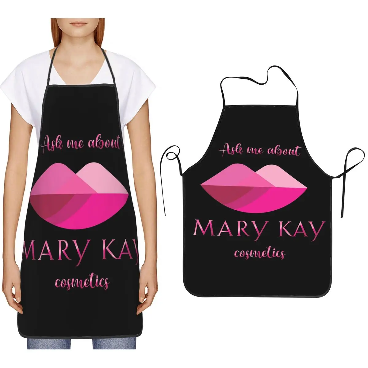Ask Me About Mary Kay Cosmetics Aprons Chef Cooking Baking Tablier Bib Kitchen Cleaning Pinafore for Women Men Gardening