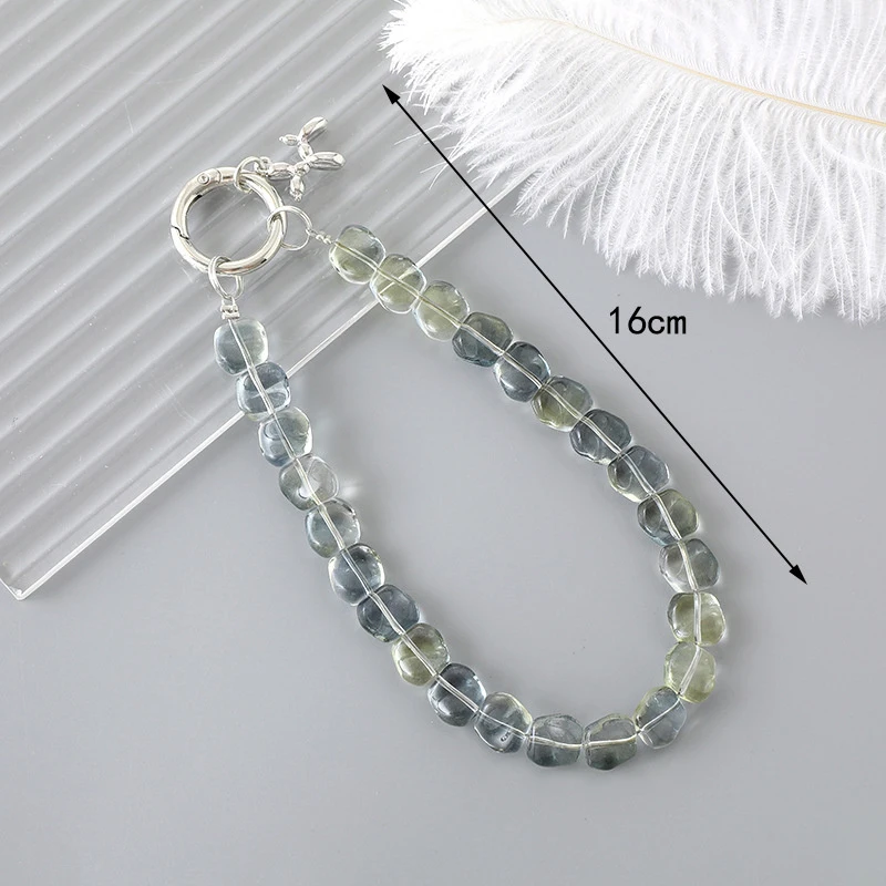 Artificial Crystal Phone Chain For Iphone For Android Anti-lost Mobile Device Camera Hanging Rope Bracelet Keychain Key Rings