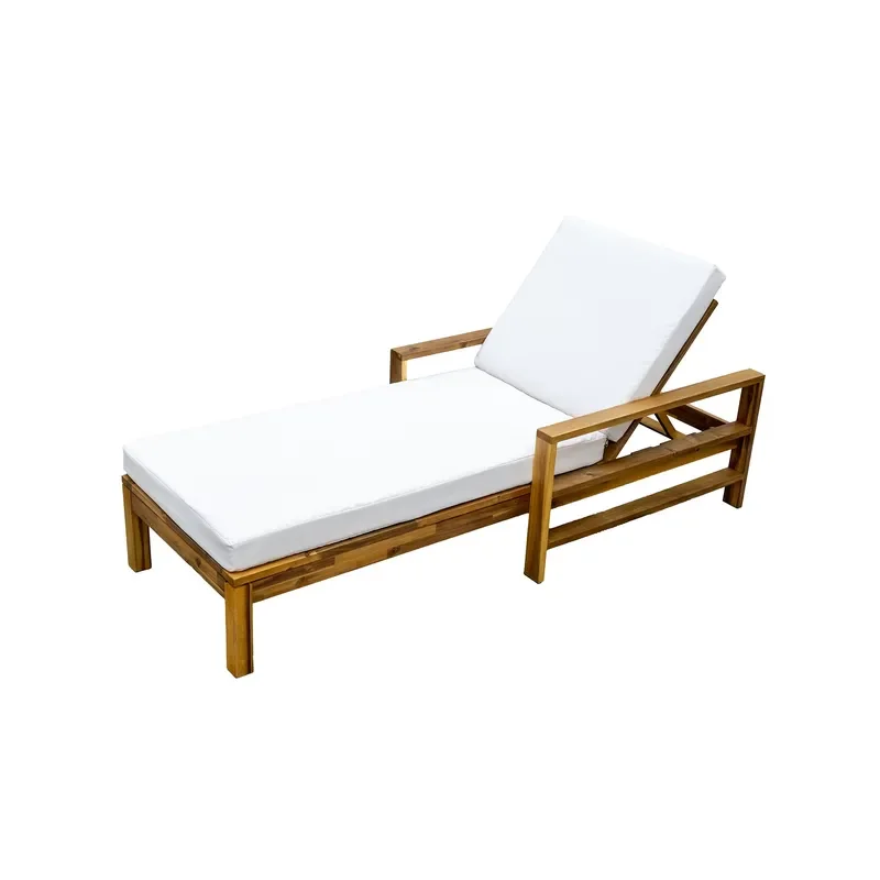 Wood Adjustable Backrest Pool Lounge Chairs Outdoor, Suitable for Gardens, Terraces, and Poolside Areas