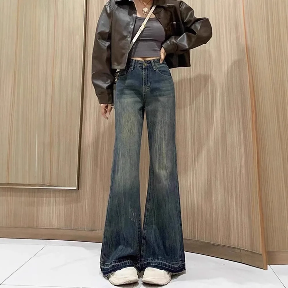 High Waist Wide Leg Jeans Women's Loose Fit Flared Jeans Pear Shape Body Slimming Jeans Casual Straight Cut Trousers