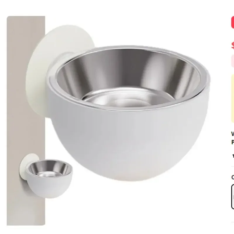 Magnetic suction pet bowl cat feeder dog stainless steel food basin prevention