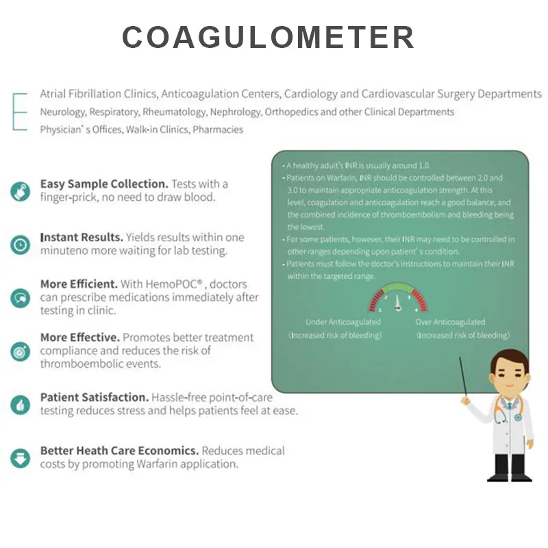 Handheld Coagulation Analyzer Inr Test Monitor Anticoagulation Blood Test Machines  24PC PT/INR Test Strip