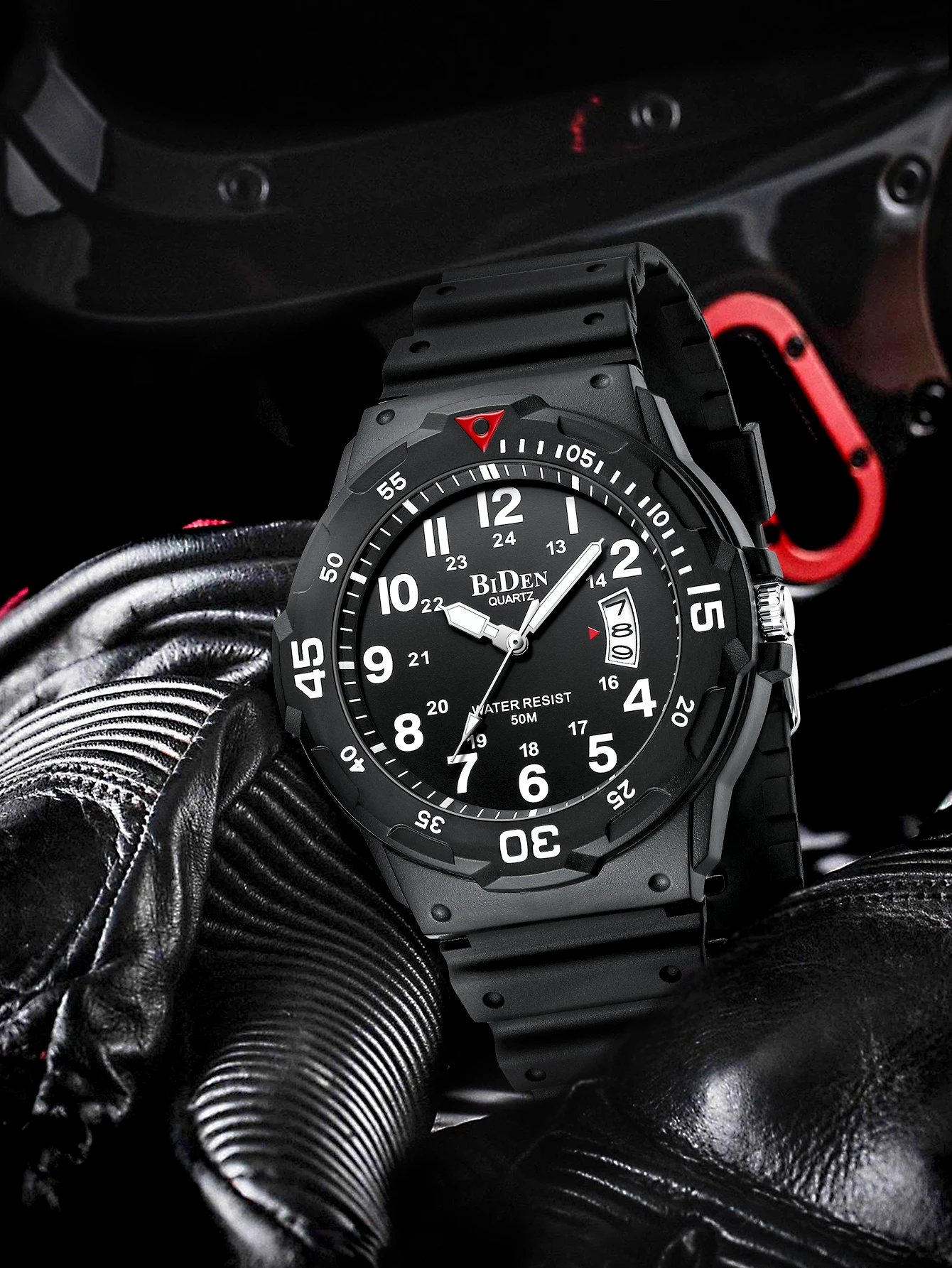 ساعة بيدن كوارتز متعددة الوظائف للرجال مقاومة للماء بتقويم مضيء وساعات رياضية للرجال خفيفة الوزن 5ATM سهلة القراءة #4