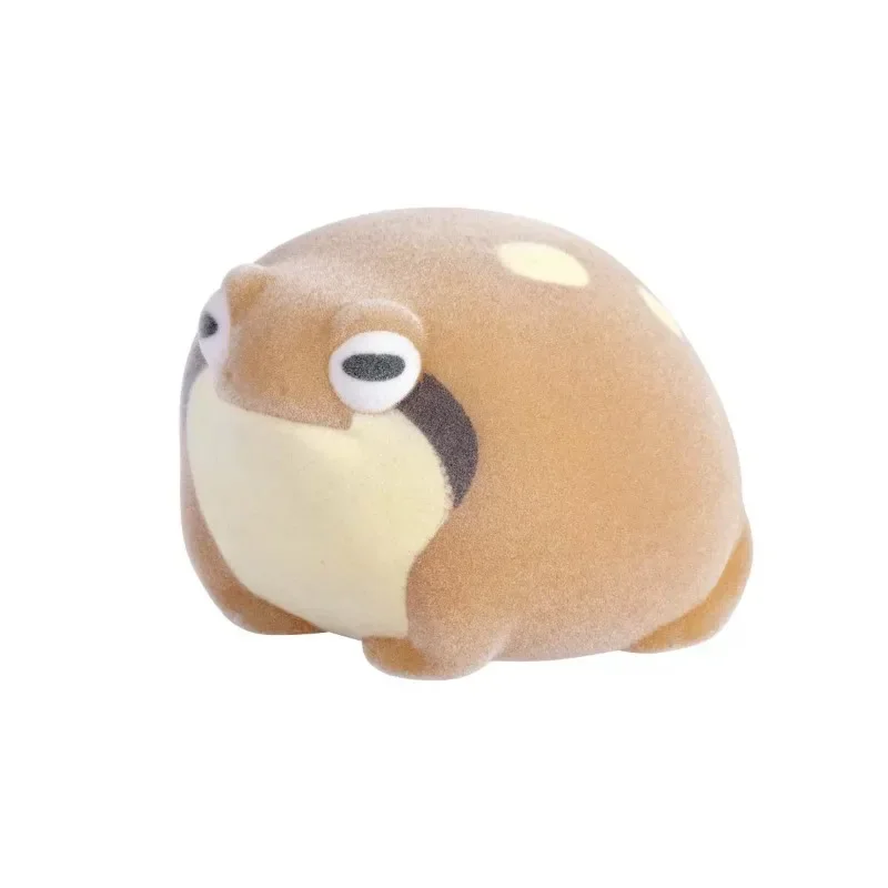 Gashapon Flokowany Czarno-punktowany Żaba Kawaii Pinch and Scream Ozdoba na Biurko Figurka Model Zabawki