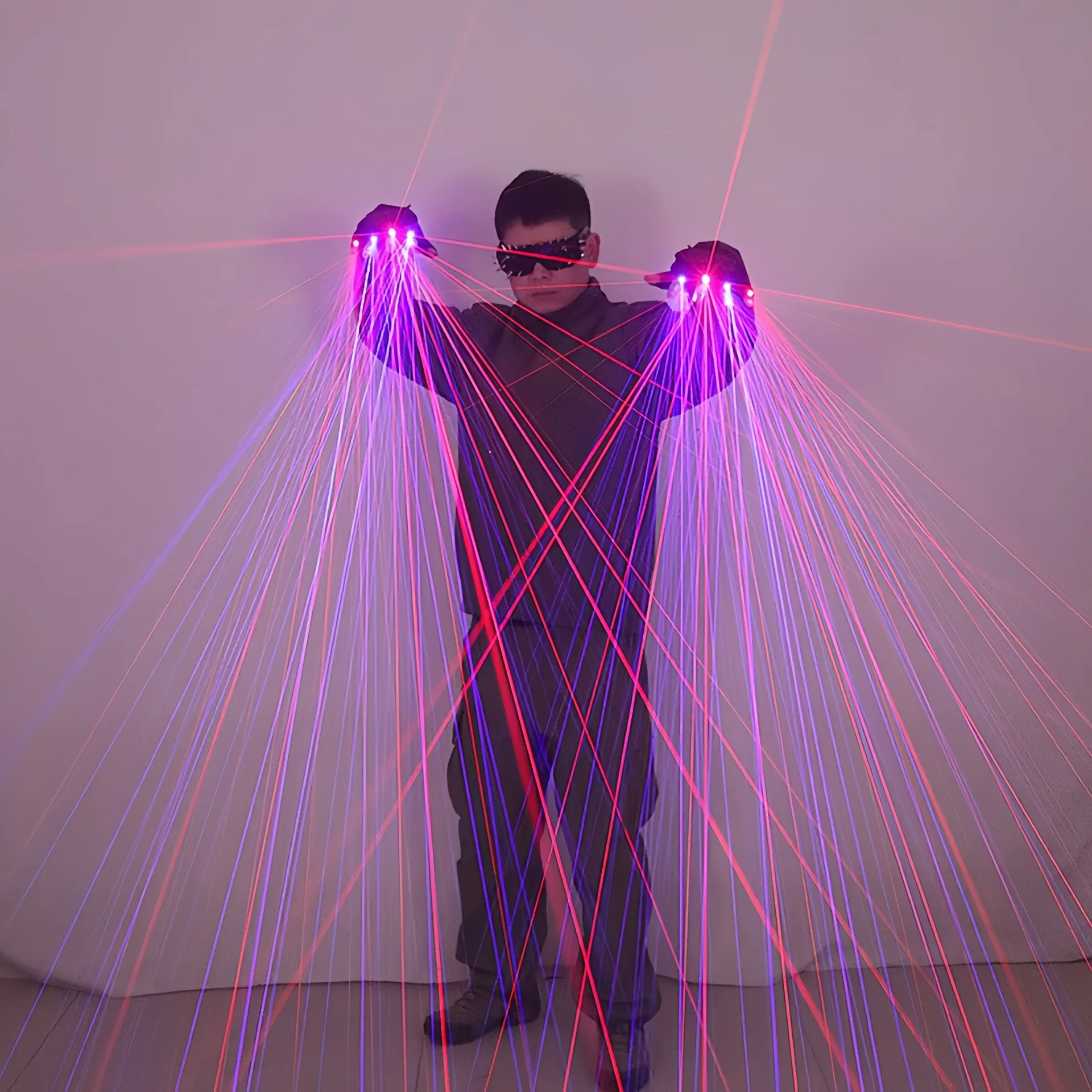 Red Blue Light Laser Gloves for Club Men Nightclub Party Robot Dance Show Accessories 2026 New