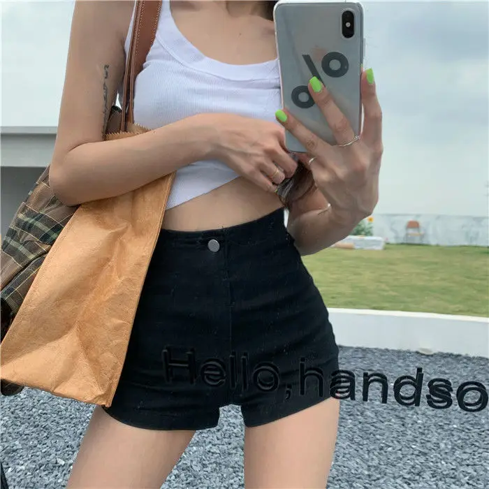 Sexy Hot High Waist Short Pants Women\'s Vintage Clothing Summer Korean Jean Denim Shorts Female Elastic Wide Leg Casual Fashion