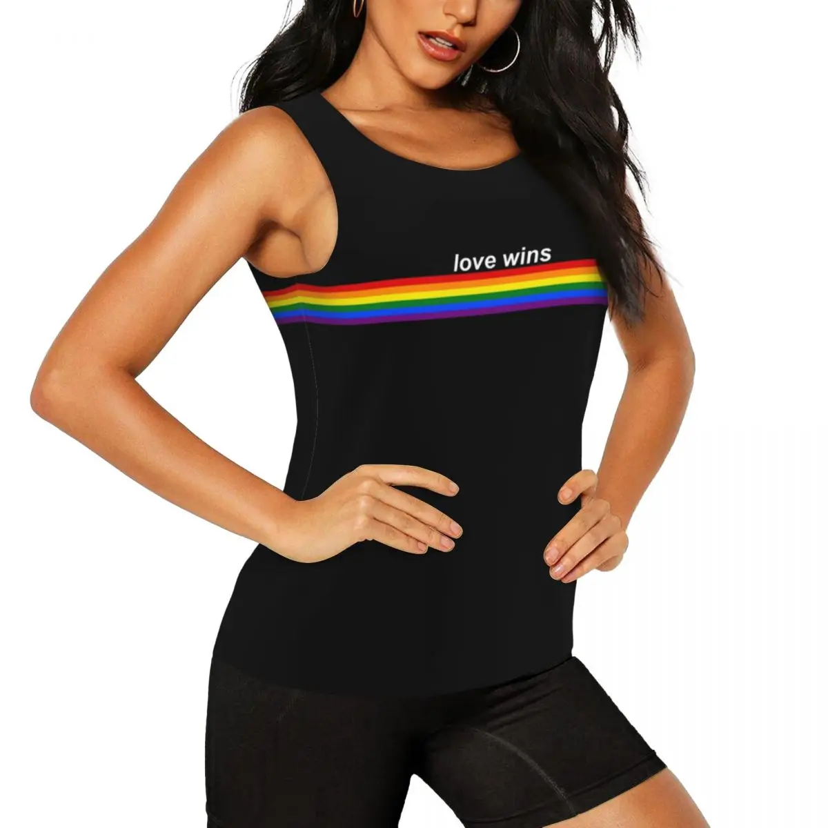 قميص يوجا مخصص للنساء ، فوز الحب ، شريط فخر ، قمم دبابات الجري الرياضية ، سريعة الجفاف ، GLBT ، Lgbt ، مثلي الجنس ، مثليه ، العلم