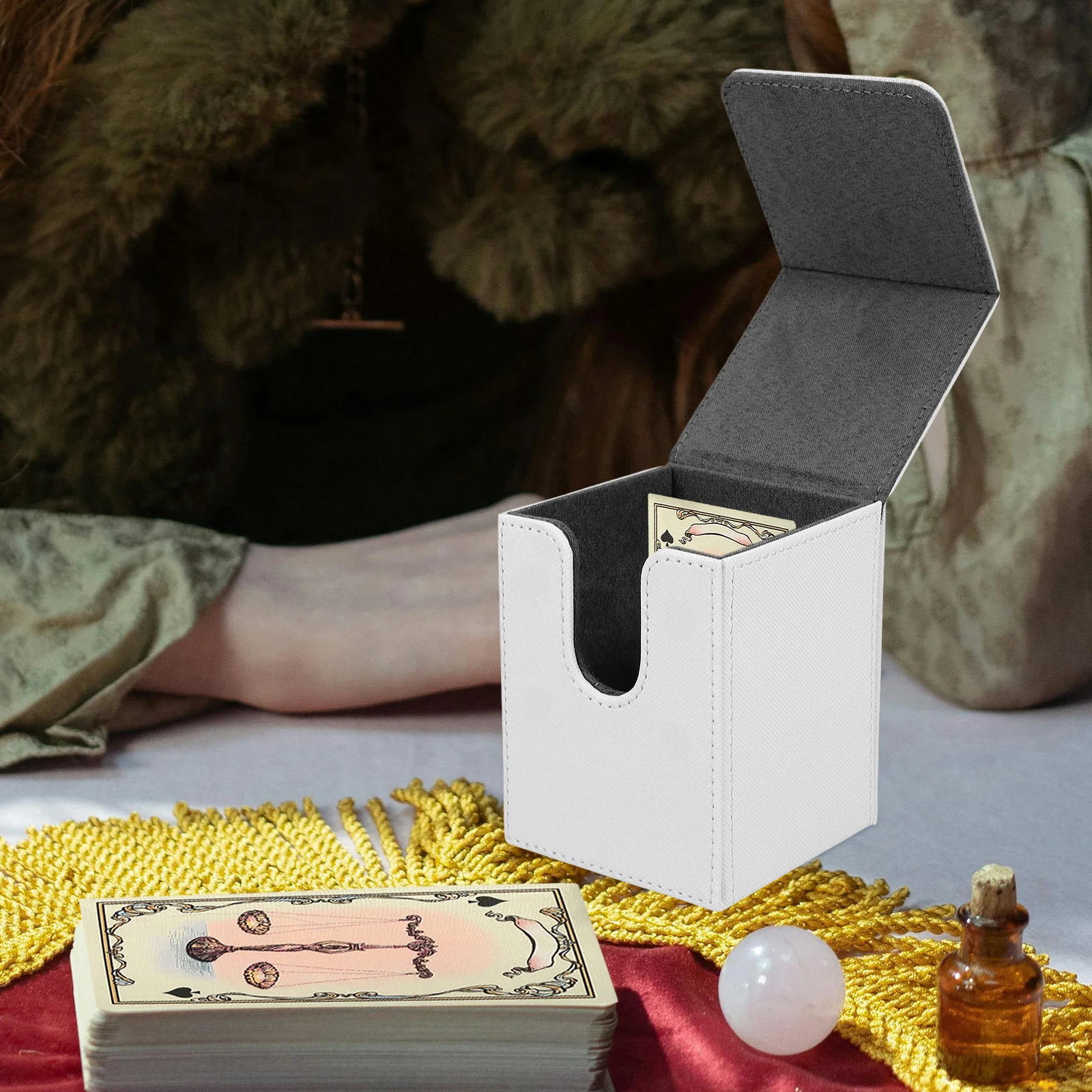 

Коробка для колод для карт из искусственной кожи, держатель для хранения игровых карт большой емкости, гладкая подкладка для коллекции Tcg, портативная игральная карта