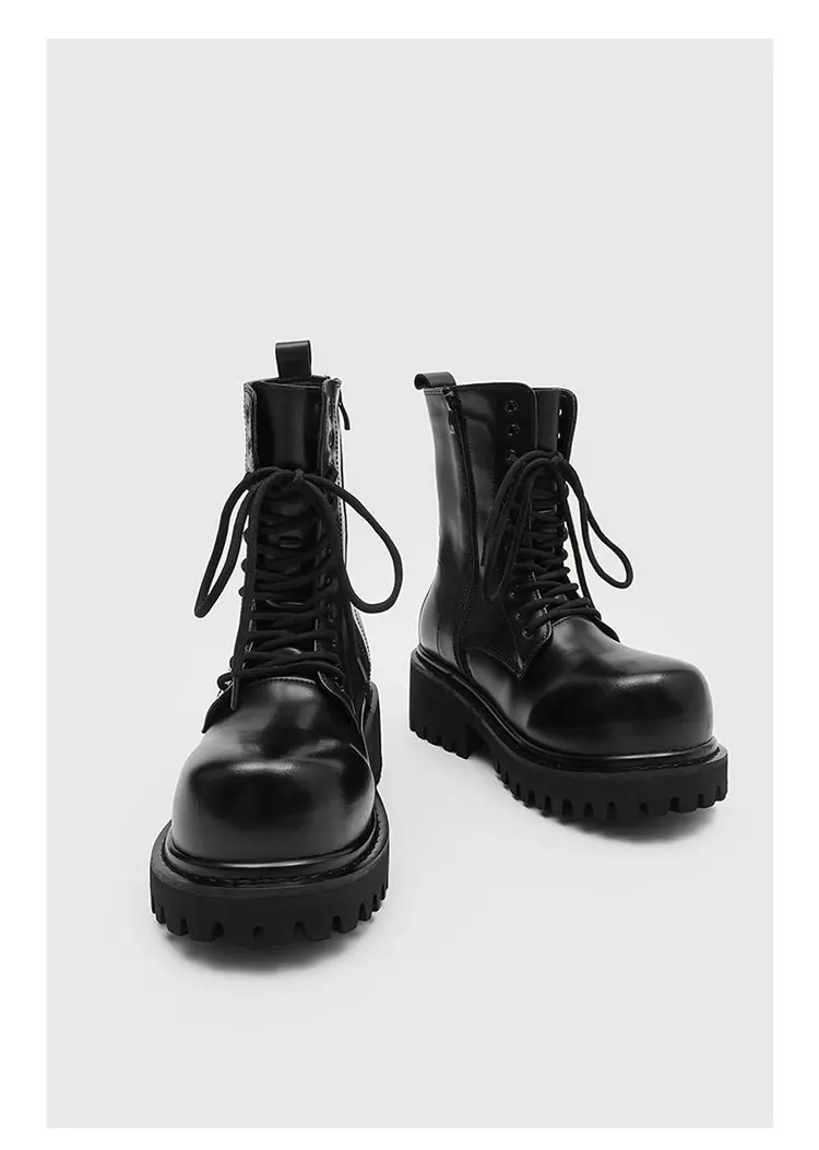 جديد دراجة نارية المرأة مشبك أحذية الشتاء أحذية من الجلد الأسود بوتاس أسافين الإناث الدانتيل يصل منصات النساء الأبيض بوتاس Mujer