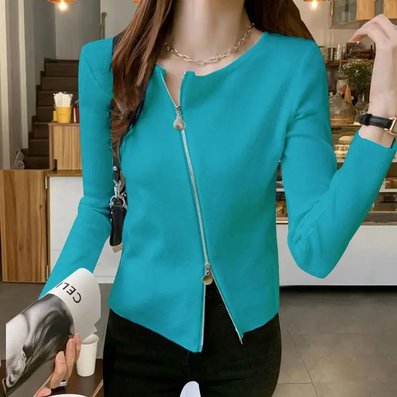 Women Trendy Irregular Zipper Jacket Spring Autumn Solid Long Sleeve Slim Outwear Coat Female Casual Chic Tops Y2K Ropa De Mujer