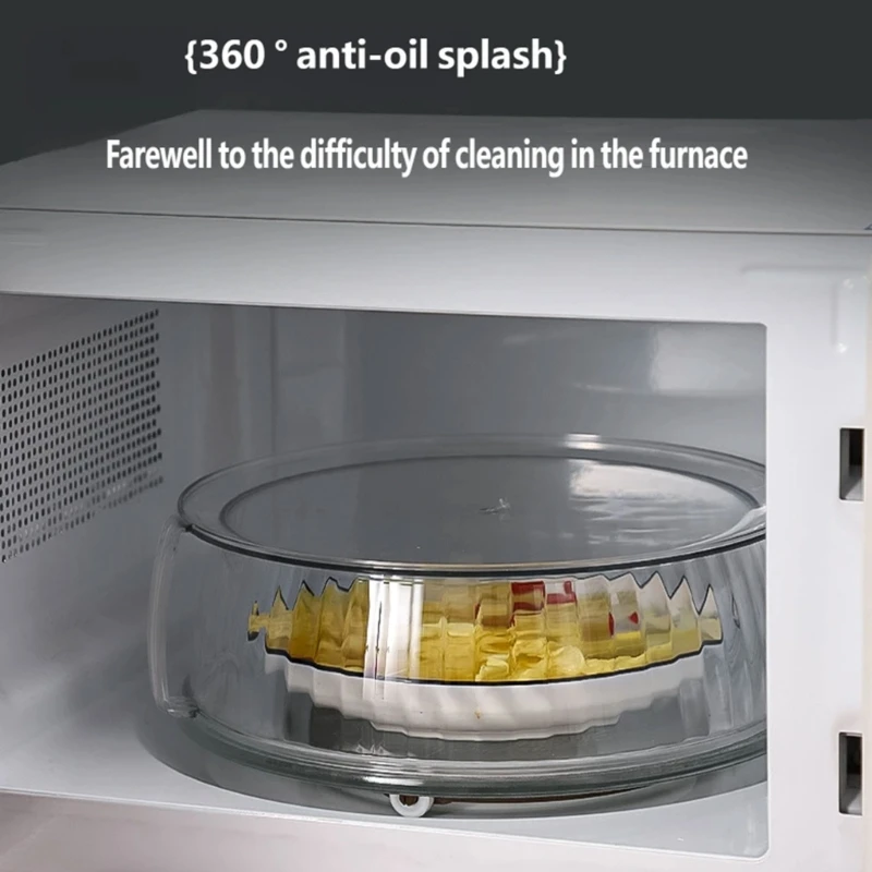D0AD Microwave Bowl Cover Plastic Splatter Lid With Easy Side Handle, Recyclable Reheating Cover for Leftovers, Soup Bowls, Rice