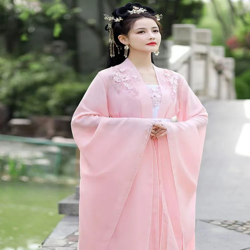 

Pink Hanfu Women's New Waist length Ancient Costume Immortal and Ancient Style Big Sleeves Ru Classical Dance Performance Summer